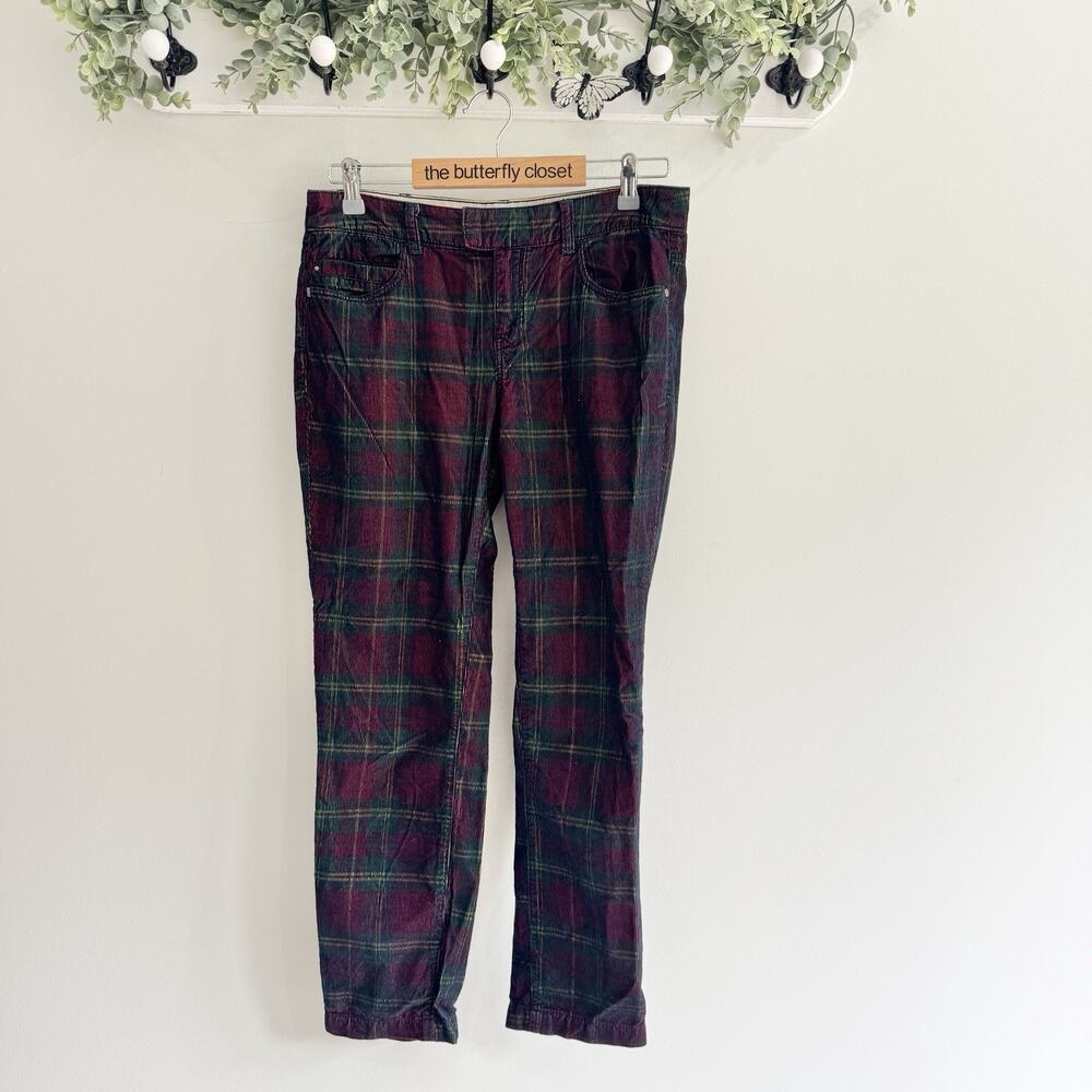 Anthropologie Pilcro Hyphen Christmas Plaid Courdory Pants 28 O4519